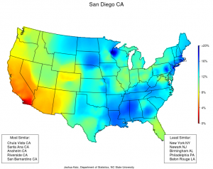 Dialect Similarity Map for San Diego, CA from J. Katz.